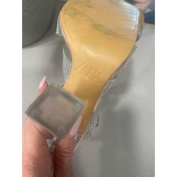 Zara Vinyl Heeled Caged Sandals Sz EU 37 - Picture 6 of 9